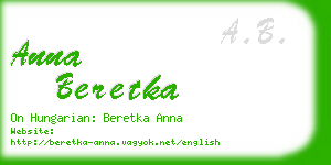 anna beretka business card